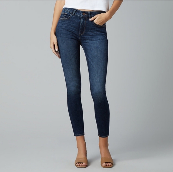 DL1961 Mid Rise Instascuplt Ankle Skinny Indigo Dark Wash Jeans Women's Size 29 - Picture 1 of 15